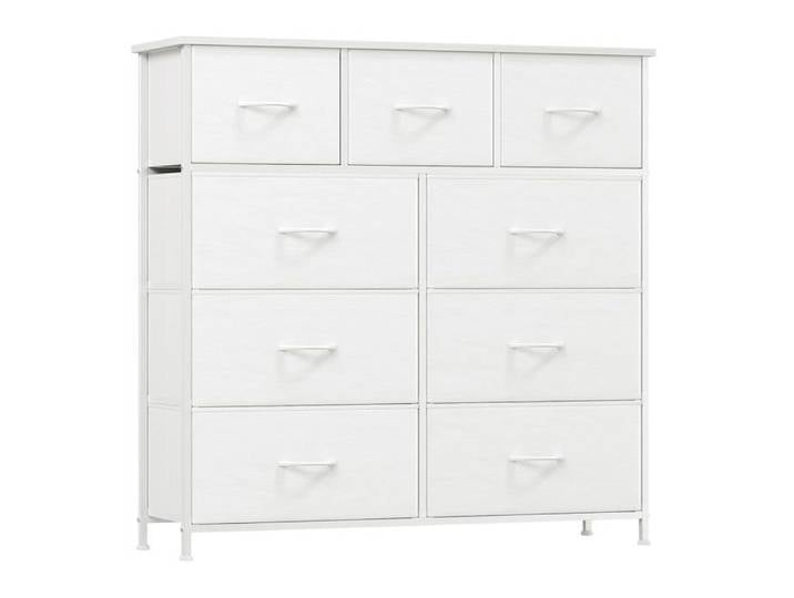 Commode 9 tiroirs blanche 30 x 100 x 99 cm - bois certifié FSC chambre salon entrée