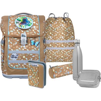 Schulranzen MCNEILL "Ergo Compacto, Greta", Kinder, Gr. B/H/T: 29cm x 38,5cm x 22cm, braun (greta), Polyester, Rucksäcke, inkl. Federmäppchen, Turnbeutel, Schlamperrolle & Motivmagnet
