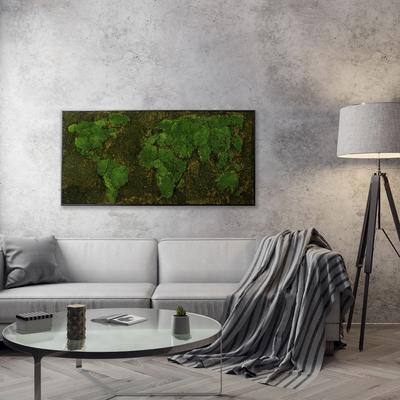 Bild mit Rahmen BÖNNINGHOFF "Moosbild "Weltkarte" 60x120 cm, schwarzer Rahmen", grün (farbe rahmen: schwarz, farbe bild(er): grün), B:120cm H:60cm T:5,5cm, Holzwerkstoff, Bilder, handgefertigt, jedes Bild ein Unikat