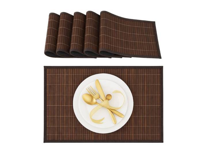 Relaxdays 12 teiliges Tischset braun