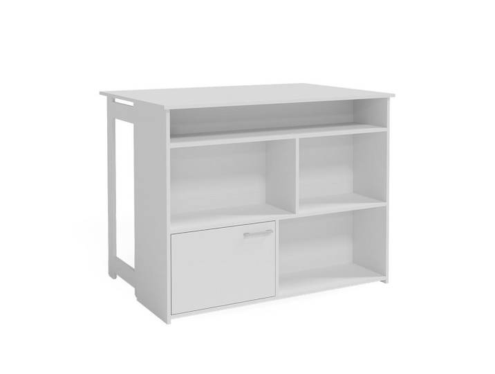 Vicco Bartisch Dominic Weiß 116 x 37 cm 4x offene Fächer und 1x Tür, Holzwerkstoff, Rechteckig,Rechteckig, 116x90.5x37 cm, Esszimmer, Barmöbel, Bartisch