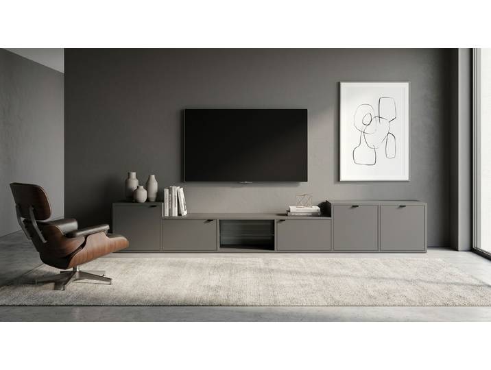 Breites TV Lowboard nach Maß Premium Dekore Basaltgrau