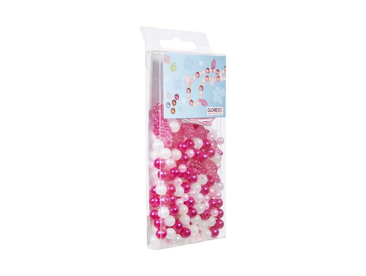 Glorex Perlen-Set Weiss-Rosa 3 Farben