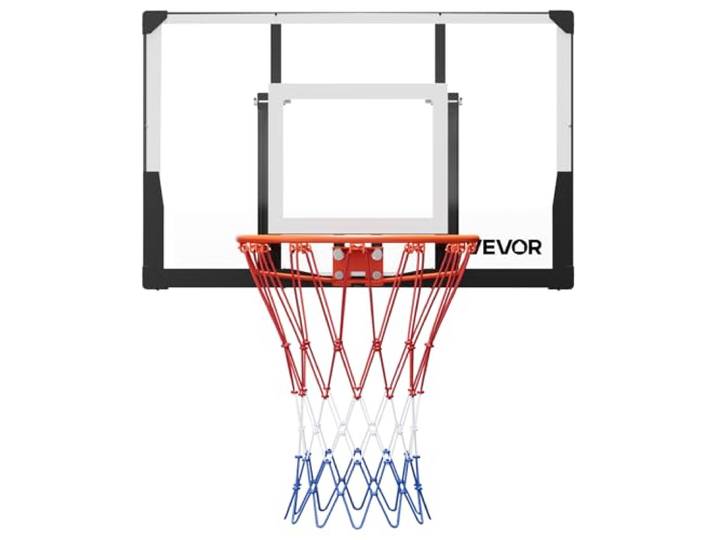 VEVOR Basketballkorb zur Wandmontage, Basketballring mit 1117,6 mm PC-Rückwand & 2 mm dickem Rückwandbrett, verdicktem Basketballnetz aus gewebtem Nylon, Basketballring Profi-Spielspaß