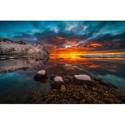 Fototapete PAPERMOON "Photo-Art RAYMOND HOFFMANN, HIMMEL IN FEUER", bunt, B:3,5m L:2,6m, Vlies, Tapeten