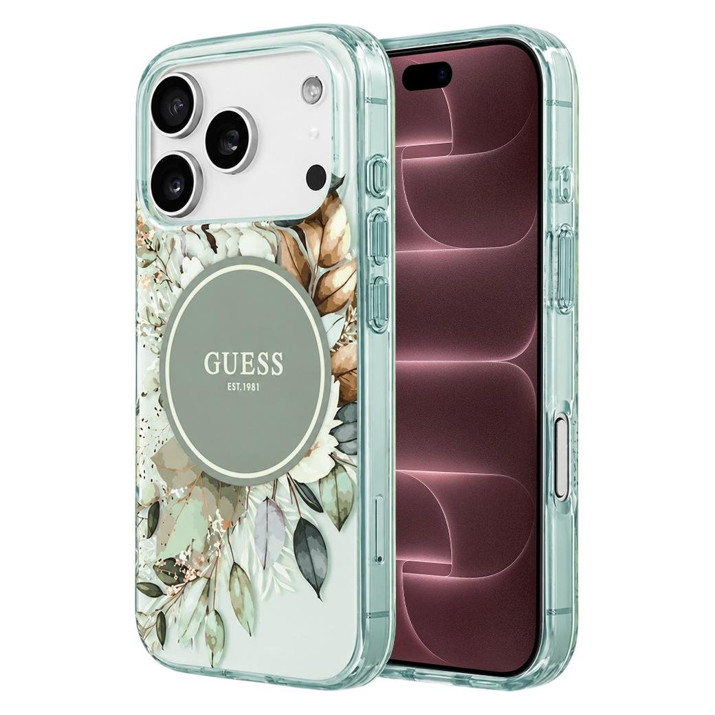 Guess - IML Flower & Tonal Circle MagSafe (GUHMP18XHFWBDCEN) - iPhone 18 Pro Max - Green (Apple iPhone 17 Pro Max, Apple iPhone 18 Pro Max) (GUE005866)