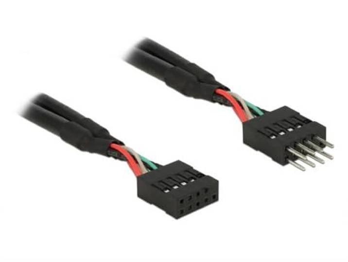 DeLOCK 0.25m 2xUSB2.0 USB cable USB 2.0 Black