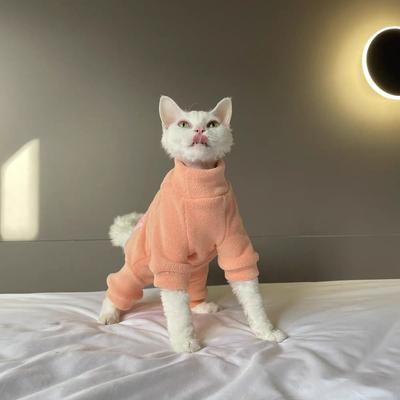 Uplift Essentials 4 Legged Warm Fleece Loungewear Jumpsuit For Cats orange s+