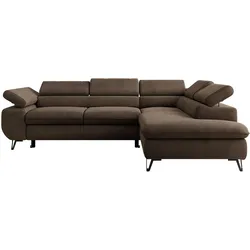 ECKSOFA PABLO L Braun Velvet - Rechts Seite mit T25 Topper