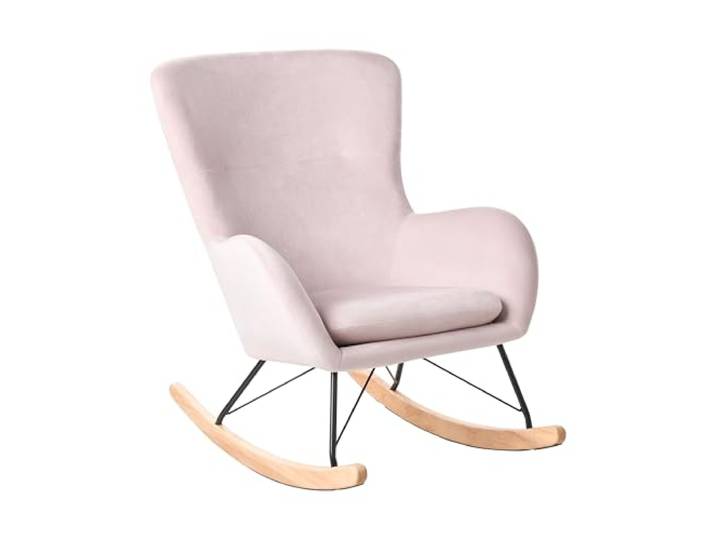 Beliani Stilvolles Schaukelsessel mit samtigem Polsterbezug rosa Ellan