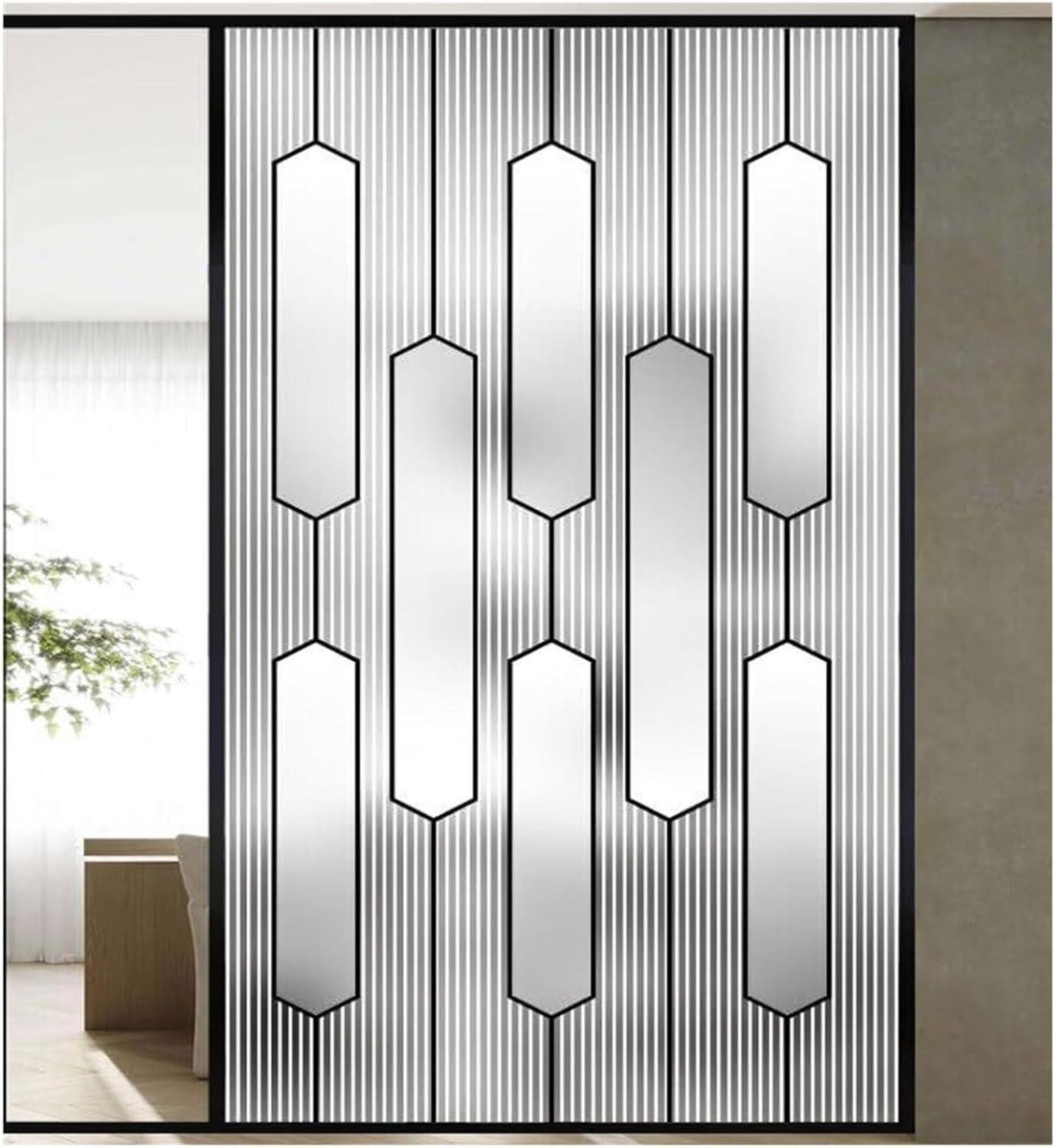 Raamfolie Glas Decoratief Privacyfolie Zwart Wit 30x100 cm