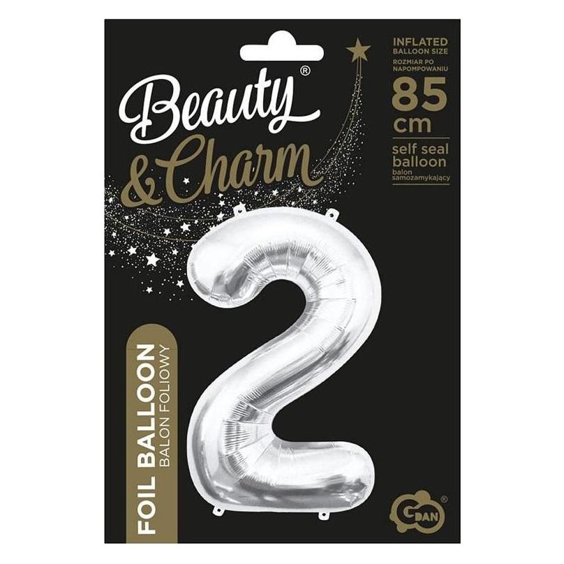 GoDan B&C Folienballon Nummer 2, Silber, 85 cm (1x) (47994148)