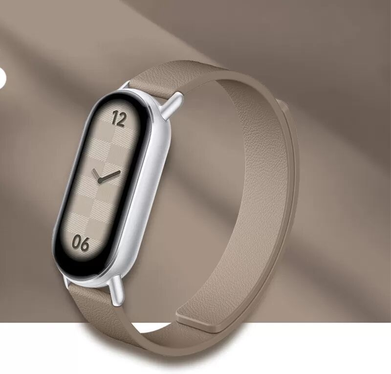 INF Lederarmband für Xiaomi Band 8/9 - Magnetisch Braun