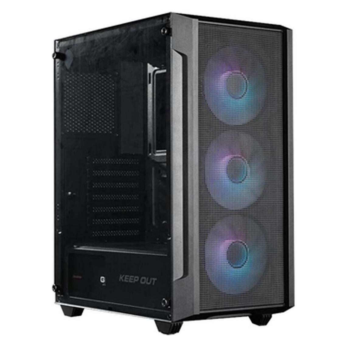 Keep Out Gaming KEEP OUT Számítógépház - XC-200 MESH (fekete, ablakos, 3x12cm RGB venti, ATX, 2xUSB2.0, 1xUSB3.0) (ATX, mATX, Mini-ITX) (HAZKEEPOUTXC200MESH)