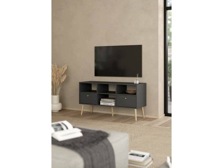 Meuble TV Conte Dmora en Bois Noble Gris 39 1x117 2x60 8h cm