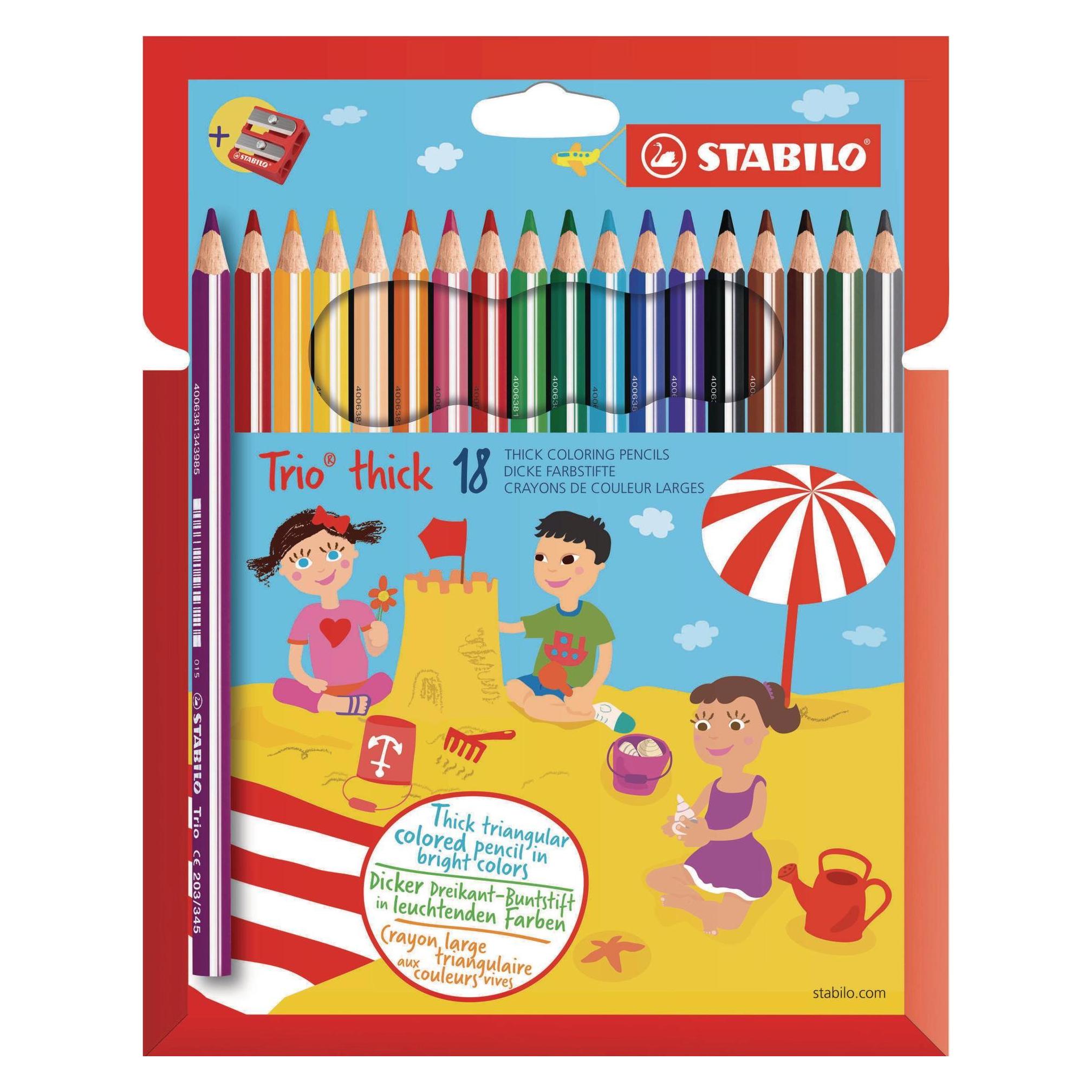 Stabilo Trio dick Dreikant-Buntstift mit Spitzer (18x) (203/2-18)