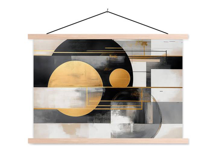 MuchoWow Poster Abstrakt - Gold - Silber - Formen - Ästhetisch - Modern 90x60 cm, Goldfarben, Rechteckig, 90x60x0.15 cm, Bilder & Rahmen, Bilder, Sonstige Wandbilder