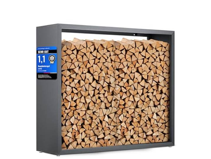 sortiQ Kaminholzregal Metall [DB 703] Kaminholz-Regal für außen & innen - wetterfeste, moderne Brennholz-Stapelhilfe für stabile Holzaufbewahrung Holzlager mit Stellfüßen (170 x 145cm)
