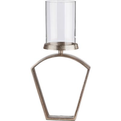 Windlicht CASABLANCA BY GILDE "Nostro, Weihnachtsdeko", beige (champagnerfarben), B:20cm H:27cm T:5cm, Aluminium, Glas, Kerzenhalter, Windlicht, aus Aluminium mit Glaseinsatz