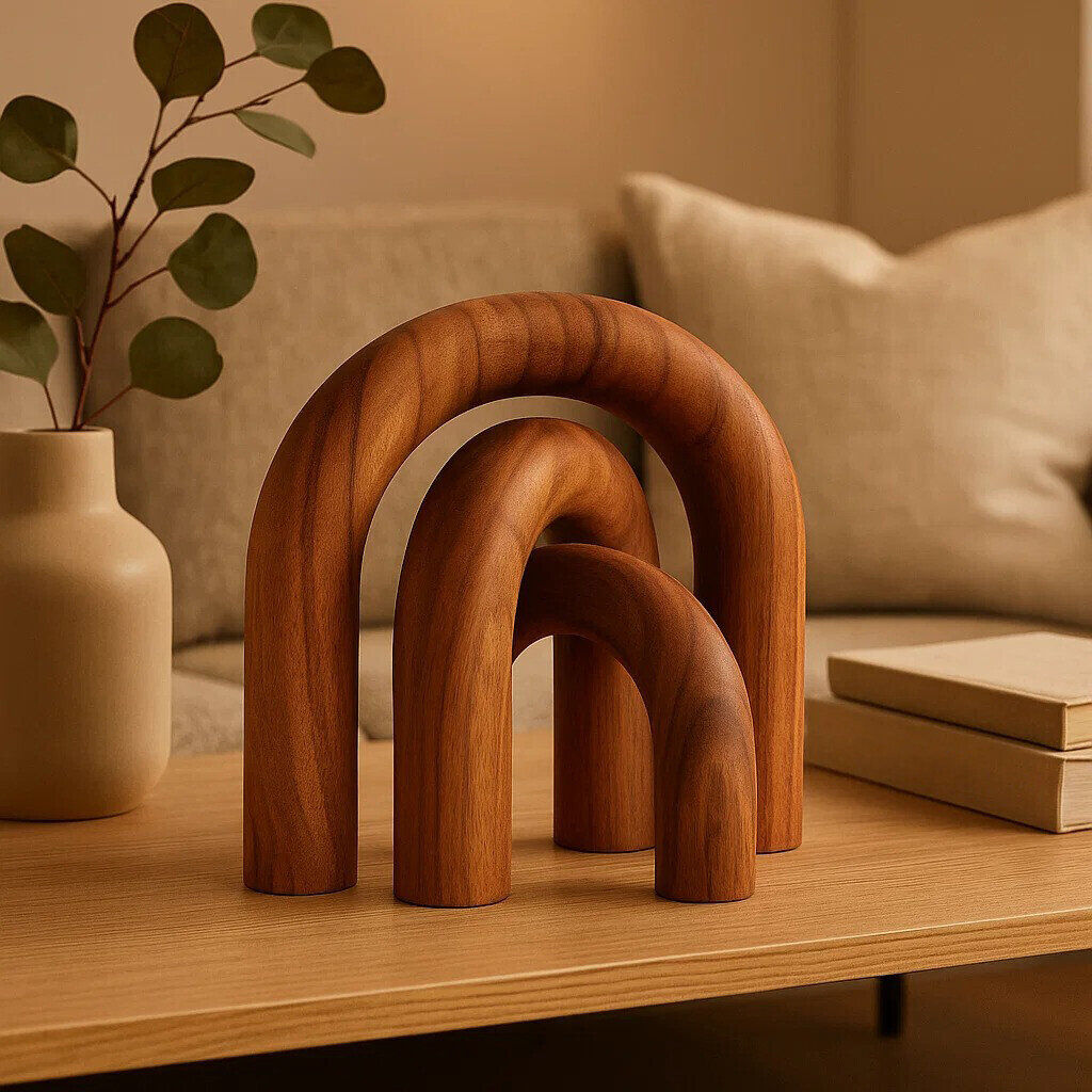 Premier Housewares Cato Solid Wood Figurine / Sculpture Decorative Object Brown 16.5cm H X 16.5cm W X 16.5cm D