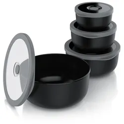 Arendo Rührschüssel 4er Plastikschüssel-Set mit Deckel 0,35 L / 0,65 L / 1,2 L / 2,0 L, Kunststoff, (Set, 4-tlg), rund, BPA-frei