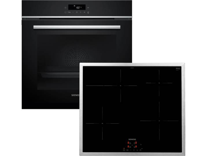 SIEMENS Backofen-Set PQ613PIAA , Energieeffizienz: A+, schwarz, Herdsets, 3D-Heißluft auf 3 Ebenen & schneller erhitzen mit powerBoost, Backofen-Set