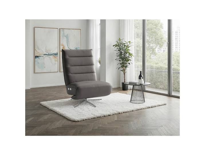 Sit & More Relaxsessel EVE E, Mokka, Metall, Echtleder, Nappaleder, 80x109x98 cm, Liegefunktion, Herz-Waage-Funktion, Sitzfläche 360° drehbar, Wohnzimmer, Sessel, Relaxsessel