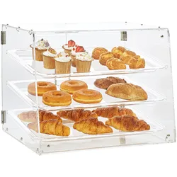 VEVOR 3-stöckige Gebäck-Vitrine, Kommerzielle Bäckerei-Vitrine 526 x 430 x 415 mm, Bäckerei-Vitrine, Acryl-Vitrine mit Zugang zur Hintertür & Abnehmbaren Regalen, für Donut-Bagels, Kuchen, Kekse usw.