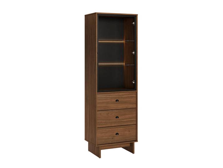 Petits-meubles Vitrine Dunkles Holz, Braun, Holzwerkstoff, 3 Schubladen, 60x185x40 cm, Esszimmer, Vitrinen, Vitrinenschränke