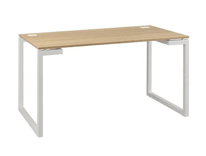 Bureau droit Vitaly - L.120 x P.60 cm - Plateau Chêne - Pieds cadre métal Blanc