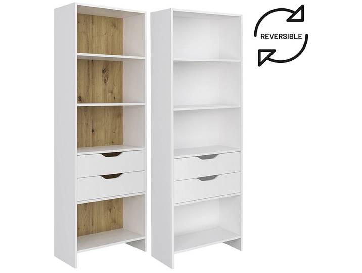 Bibliothek REVERSO 60x32.4x175cm 4 Fächer 4 Tablare weiss