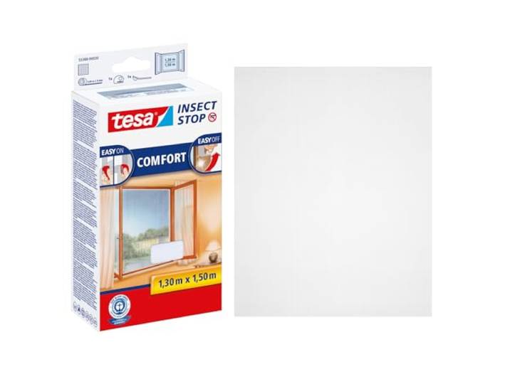 tesa INSECT STOP Klett Fliegengitter Premium - 130 cm x 150 cm Weiß
