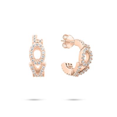 Paar Creolen TAMARIS "Schmuck Geschenk Silber 925 Creole Love Letters", rosa (roségoldfarben, kristallweiß, kristallweiß), Ohrringe, Damen, 10,8mm, Silber 925 (Sterlingsilber), mit Zirkonia (synth.)