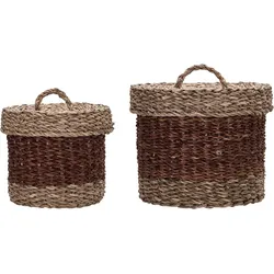 Rangi Aufbewahrungskörbe rund, braun, 2 St.