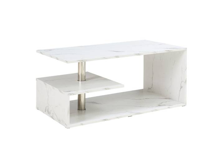 [en.casa] Couchtisch Haarlem 50/90/41, Weiß, Holzwerkstoff, Marmor Optik, Rechteckig, 50x41x90 cm, Wohnzimmer, Wohnzimmertische, Couchtische