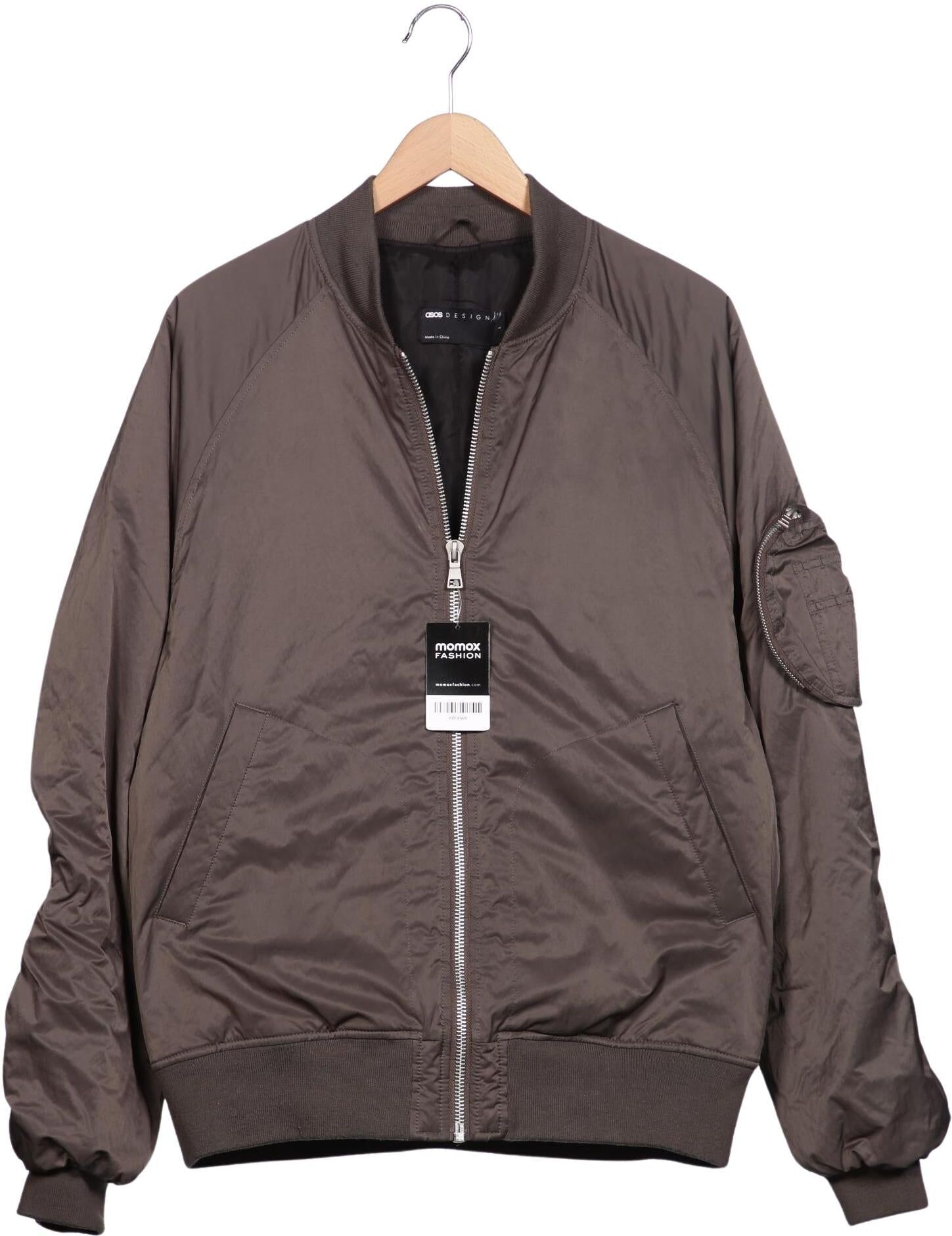 asos Herren Jacke, Grau, Gr. L, Synthetik - Second Hand