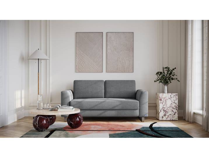 BRUNO Schlafsofa 140cm in Dunkelgrau Klassik stabiles Massivholz & Boxspringkomfort