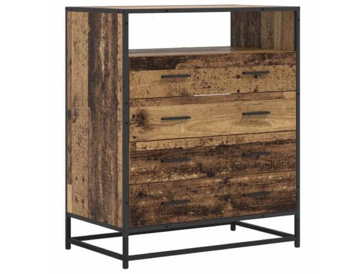 smnyxs Schubladenschrank mit 4 Schubladen, Antikholz, 70 x 41 x 83,5 cm Wandmöbel, wendbare Tür, Stangengriffe, Holz, Innenbereich, Wohnzimmer, Büro, Schlafzimmer