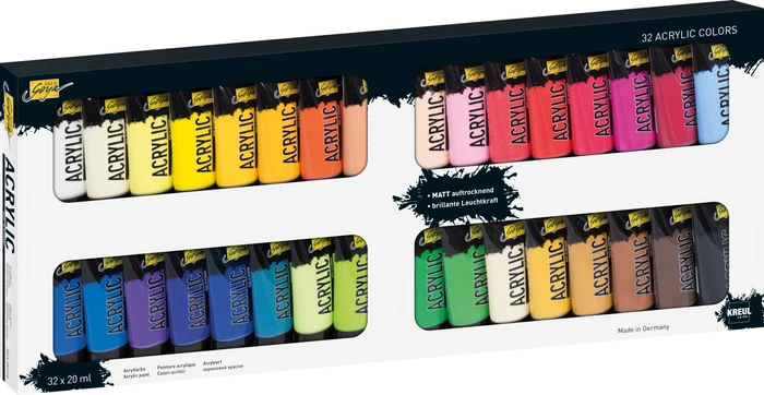 KREUL Solo goya Acrylfarben-Set, 32 Farben, 20 ml in der Tube
