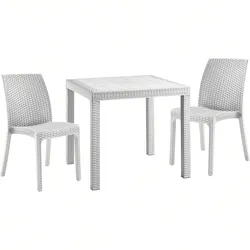 Sicignano-Stühle (2er-Set) mit quadratischem, weißem Rattantisch