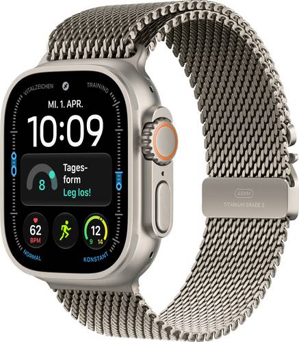 Apple Watch Ultra 4 GPS + Cellular 49mm Titangehäuse Titanium Milanese Loop Natur S