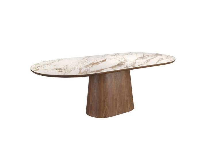 Table de salle à manger ovale demi-ronde