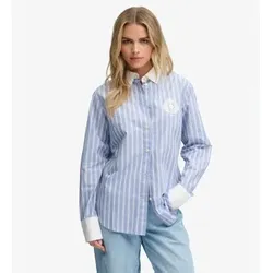 Superdry für Damen. W4010592A Camisa Poplin Cuff Stripe blau (XS), Lässig, Baumwolle, Klassisch, Langarm