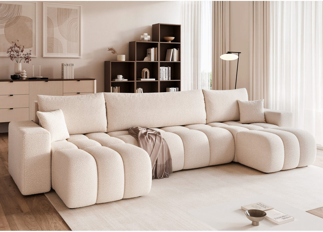 Metro 5 Seater Sofa Bed Cream 79cm H X 318cm W X 145cm D