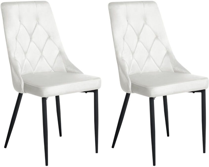 Fairmont Park Set of 2 Dining Chairs AVENIR Velvet White 96cm H X 46cm W X 61cm D