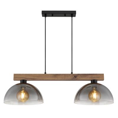 NOWA Hängeleuchte "ROMY", braun (schwarz matt), 2, Ø 30cm H: 120cm, 1 Stk., Leuchten, Hängeleuchte Holz & Glas, höhenverstellbar, stilvoll modern, Hängeleuchte