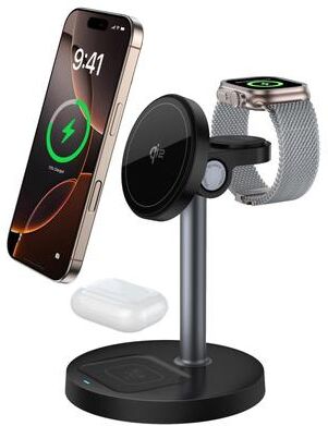 Inspired Deals 20W Magnetic Wireless Charger Stand 3 In 1 Fast Charging Dock For IPhone AirPods Apple Watch white