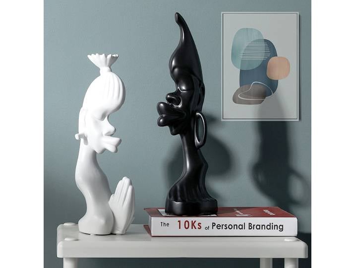Sculpture 3D en céramique, 2 pièces, accessoires de décoration pour la maison, décoration de Table à manger, de salle moderne