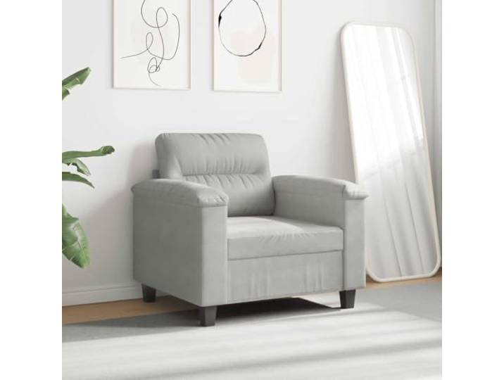 KTHLBRH Sessel hellgrau 60 cm aus Mikrofaserstoff Gestell aus robustem Metall, Schaumstoff, 110 kg, zum Lesen und Entspannen