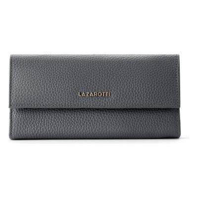 Geldbörse LAZAROTTI "Bologna Leather Geldbörse Leder 19 cm", Damen, grau (dunkelgrau), Leder, Kleinlederwaren